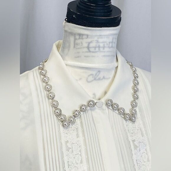 Self-Portrait Chiffon Rhinestone Detail Top size 10 - Picture 12 of 14